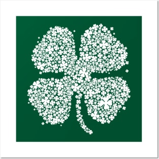 Four Leaf Clover Green Shirt St Patricks Day Shamrock Shirt III Posters and Art